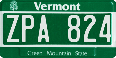 VT license plate ZPA824