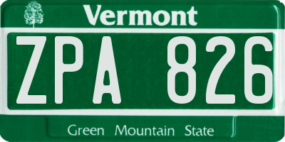 VT license plate ZPA826