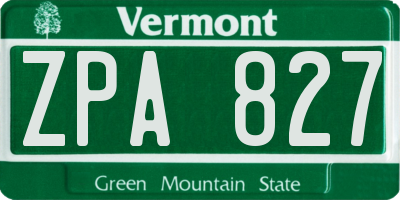 VT license plate ZPA827