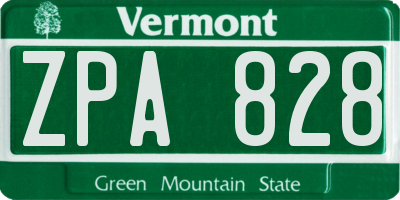 VT license plate ZPA828