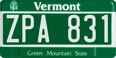 VT license plate ZPA831