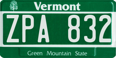 VT license plate ZPA832