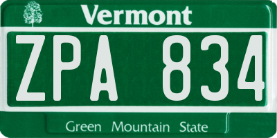 VT license plate ZPA834