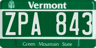 VT license plate ZPA843