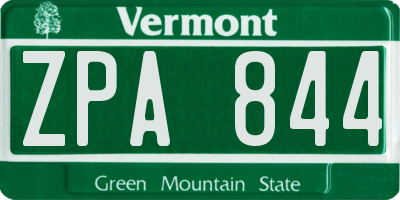 VT license plate ZPA844