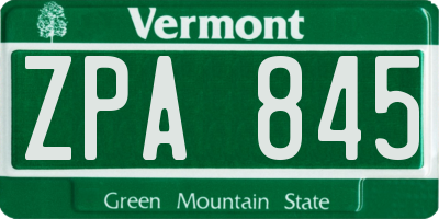 VT license plate ZPA845
