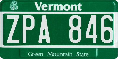 VT license plate ZPA846