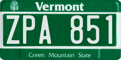 VT license plate ZPA851