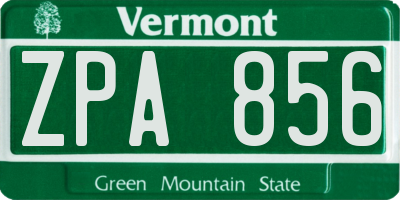 VT license plate ZPA856