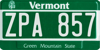 VT license plate ZPA857