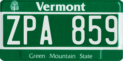 VT license plate ZPA859