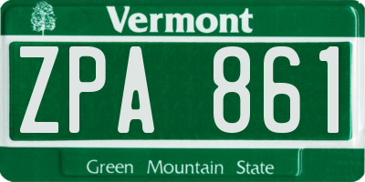 VT license plate ZPA861