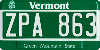 VT license plate ZPA863