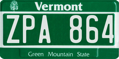 VT license plate ZPA864