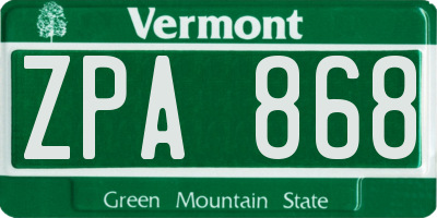 VT license plate ZPA868