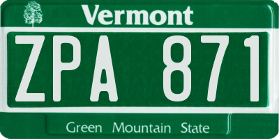 VT license plate ZPA871