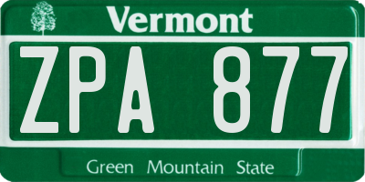VT license plate ZPA877