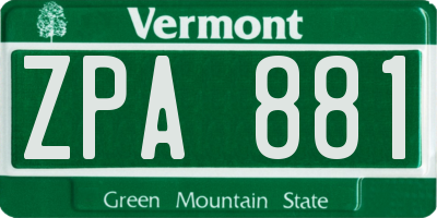 VT license plate ZPA881