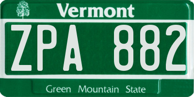 VT license plate ZPA882