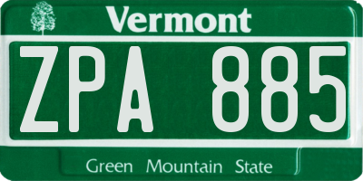 VT license plate ZPA885