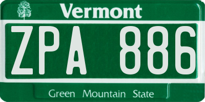VT license plate ZPA886
