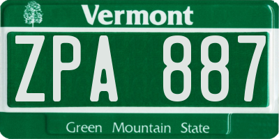 VT license plate ZPA887