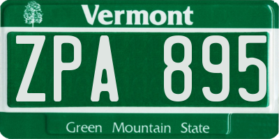 VT license plate ZPA895