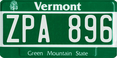 VT license plate ZPA896