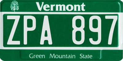 VT license plate ZPA897