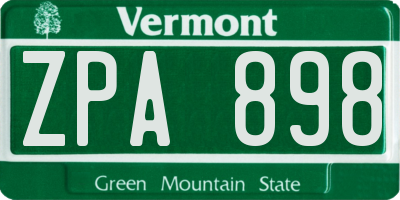 VT license plate ZPA898
