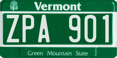 VT license plate ZPA901