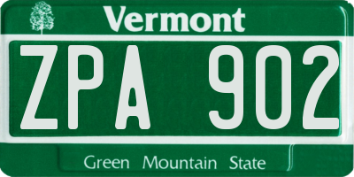 VT license plate ZPA902