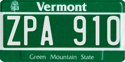 VT license plate ZPA910