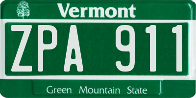VT license plate ZPA911