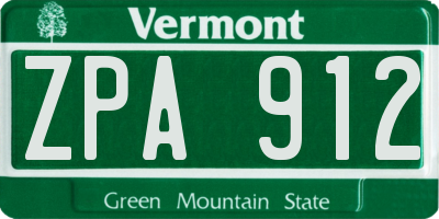 VT license plate ZPA912