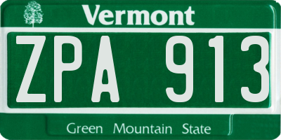 VT license plate ZPA913