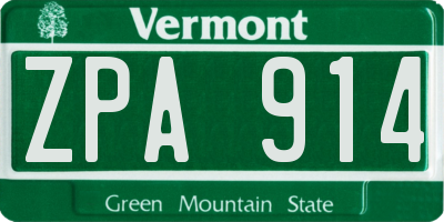 VT license plate ZPA914