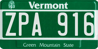 VT license plate ZPA916