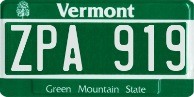 VT license plate ZPA919