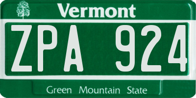 VT license plate ZPA924
