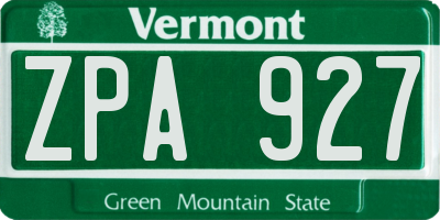 VT license plate ZPA927