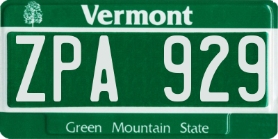 VT license plate ZPA929