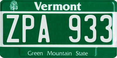 VT license plate ZPA933