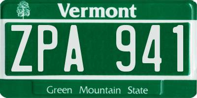 VT license plate ZPA941