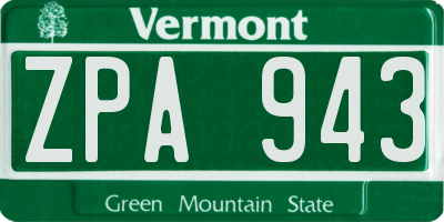 VT license plate ZPA943