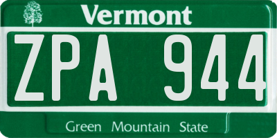 VT license plate ZPA944