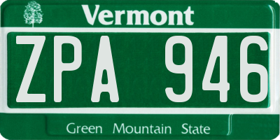 VT license plate ZPA946