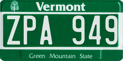 VT license plate ZPA949