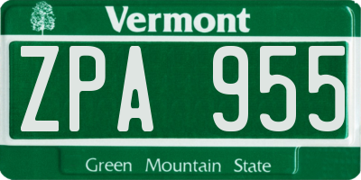 VT license plate ZPA955
