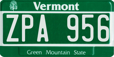 VT license plate ZPA956